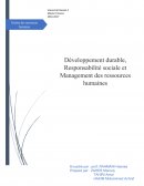 Développement durable, Responsabilité sociale et Management des ressources humaines