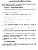 L'endossement de la lettre de change