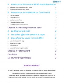 Exemple De Rapport De Stage Reception Dhotel Pdf  Le Meilleur Exemple