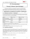 TP 1 Thermodynamique : Puissance, rendement, capacité thermiques