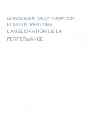 LE RENDEMENT DE LA FORMATION ET SA CONTRIBUTION A L’AMELIORATION DE LA PERFORMANCE.