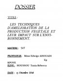 Les techniques d'amélioration de la production végétale et leur impacts sur l'environnement