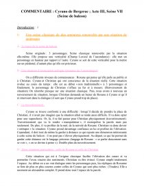 Commentaire Acte 3 Scene 7 Cyrano De Bergerac Commentaire De Texte Elise Jullien