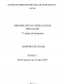 Rapport de stage 1er année éducateur spécialisée