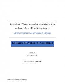 Pfe La Bourse Des Valeurs De Casablanca Memoire Zacki01