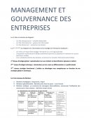 MANAGEMENT ET GOUVERNANCE D'ENTREPRISE