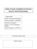 Rapport de stage pharmacie 3eme