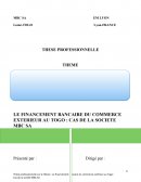 LE FINANCEMENT BANCAIRE DU COMMERCE EXTERIEUR AU TOGO : CAS DE LA SOCIETE MBC SA