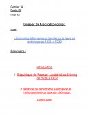 L’économie Allemande et la relance tu taux de chômage de 1929 à 1939