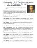 Montesquieu - CL "L'Esprit des Lois"- extrait 2 " De l'esclavage des nègres'