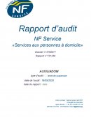 Rapport d'audit, NF service "services aux personnes à domicile"