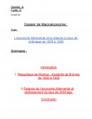 L’économie Allemande et la relance tu taux de chômage de 1929 à 1939