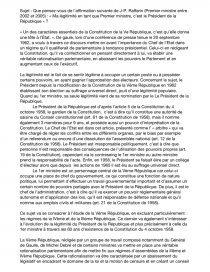 Que Pensez Vous De L Affirmation Suivante De J P Raffarin Premier Ministre Entre 02 Et 05 Ma Legitimite En Tant Que Premier Ministre C Est Le President De La Republique Dissertation Mathis119