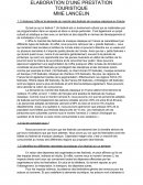 ELABORATION D'UNE PRESTATION TOURISTIQUE