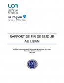 Rapport de fin de séjour au Liban