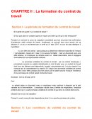 La formation du contrat de travail