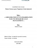 RAPPORT DE STAGE AMELIORATION ET STANDARDISATION PAR UNE DEMARCHE LEAN MANAGEMENT