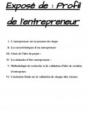 Exposé de : Profil de l’entrepreneur