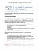 Les agents économiques en relation avec les entreprises
