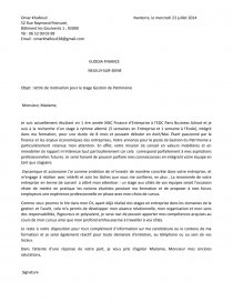 Lettre De Motivation Stage Gestion Patrimoine  Fatur