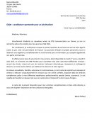 Objet : candidature spontanée pour un job étudiant