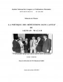 Le répétitions chez ahmad matar