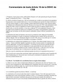 Commentaire article 16 de la DDHC