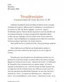 Français Vendémiaire Commentaire de texte du vers 1 à 38