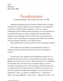 Français Vendémiaire Commentaire de texte du vers 1 à 38