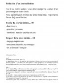 Devoir Rédaction d’un journal intime