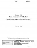 Dossier PPE Projet Professionnel de l’Étudiant Le métier d'enseignant dans le secondaire