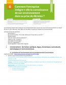 Comment l'entreprise intègre-t-elle la connaissance de son environnement dans sa prise de décision ?