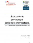 Évaluation de psychologie, sociologie-anthropologie.