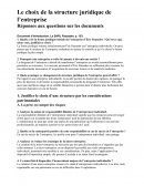 Le choix de la structure juridique de l’entreprise : Questions