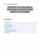 Rapport d'étude sur la création d'une boutique dédiée à la cuisine