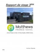 Rapport de stage matthews france