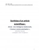 Synthèse d'un article scientifique