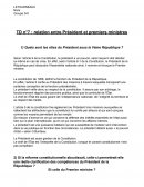 TD relation président de la République et Premier Ministre