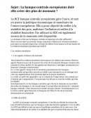 Dissertation: La BCE doit-elle créer plus de monnaie?