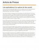 Les explications à la rupture du lien social