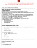 Fiche de suivi n°1 du dossier professionnel BCMN / RDUC proposition d’un projet de developpement commercial