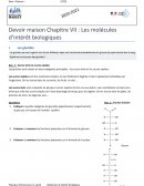 Devoir maison Chapitre VII : Les molécules d’intérêt biologiques