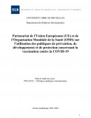 Partenariat de l’Union Européenne (UE) et de l’Organisation Mondiale de la Santé (OMS) sur l’utilisation des politiques de prévention, de développement et de protection concernant la vaccination contre la COVID-19