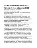 La Déclaration des droits de la femme et de la citoyenne 1791