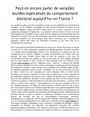 Peut-on encore parler de variables lourdes explicatives du comportement électoral aujourd’hui en France ?