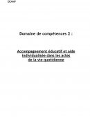 DEAMP Domaine de compétence 2 : Accompagnement éducatif et aide individualisée dans les actes de la vie quotidienne