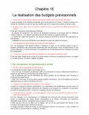 La réalisation des budgets prévisionnels