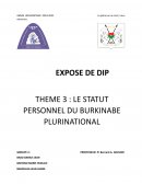 Le statut personnel du Burkinabe plurinational