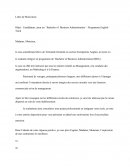 Candidature pour un ‘ Bachelor of Business Administration’ - Programme English Track