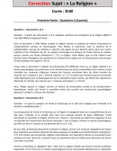 Correction d'une synthèse sur la religion